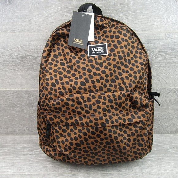 Vans Old Skool H20 Backpack School Travel Bag 22L Brown Black Animal Print NEW - Picture 2 of 12
